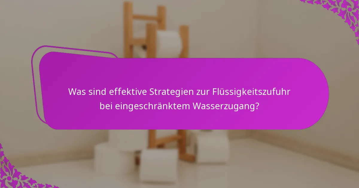 Was sind effektive Strategien zur Flüssigkeitszufuhr bei eingeschränktem Wasserzugang?
