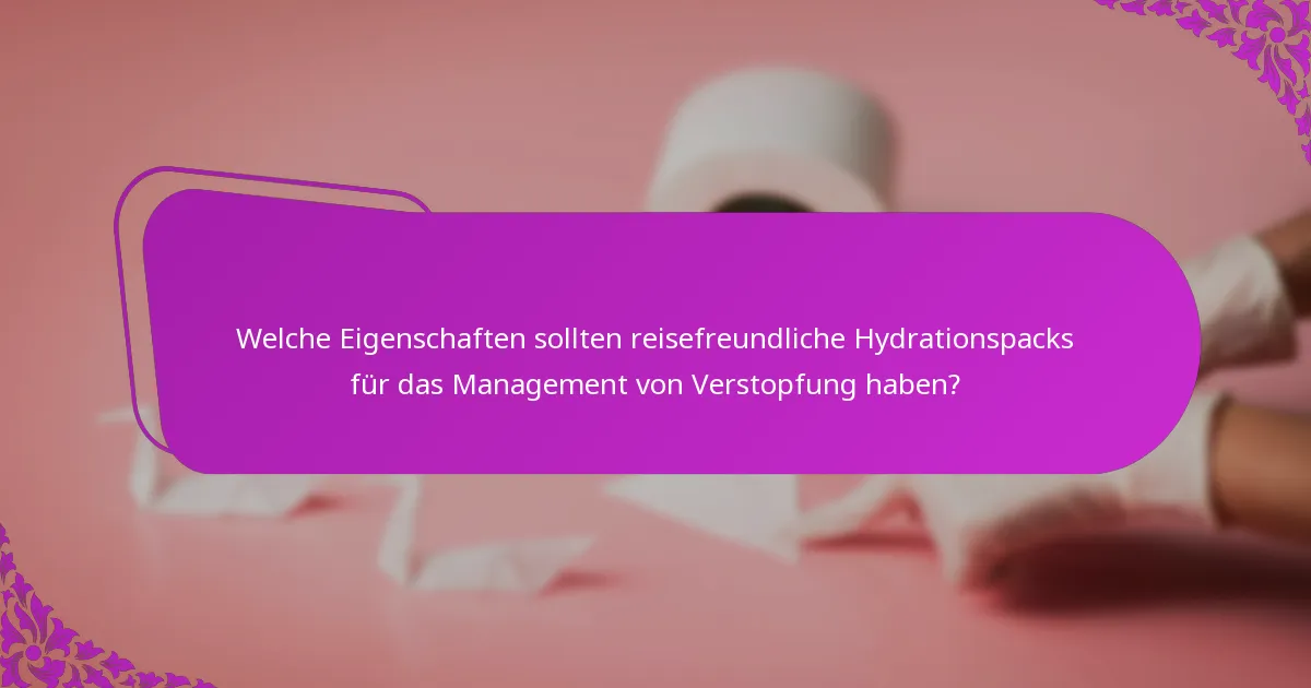 Welche Eigenschaften sollten reisefreundliche Hydrationspacks für das Management von Verstopfung haben?