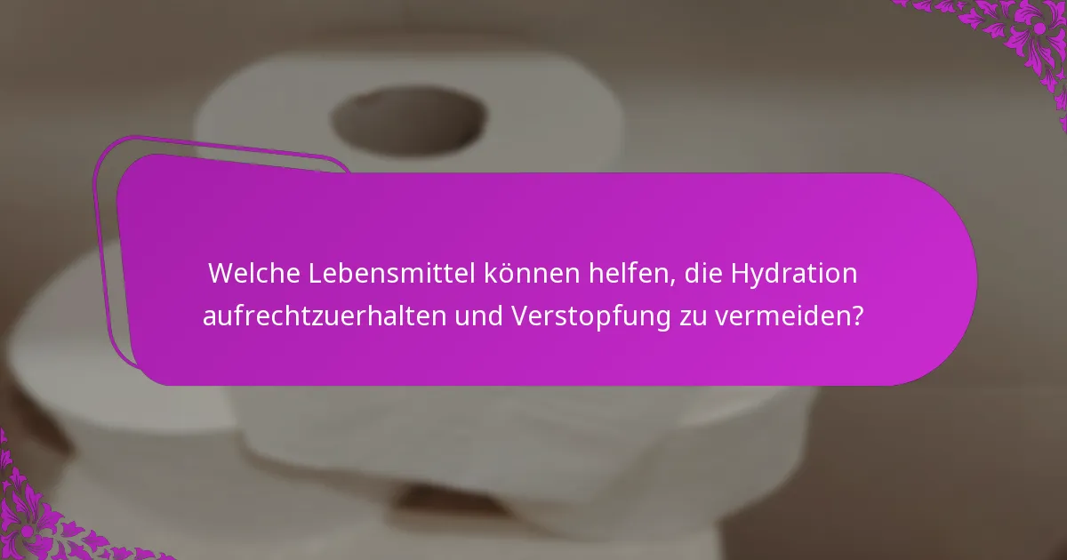 Welche Lebensmittel können helfen, die Hydration aufrechtzuerhalten und Verstopfung zu vermeiden?