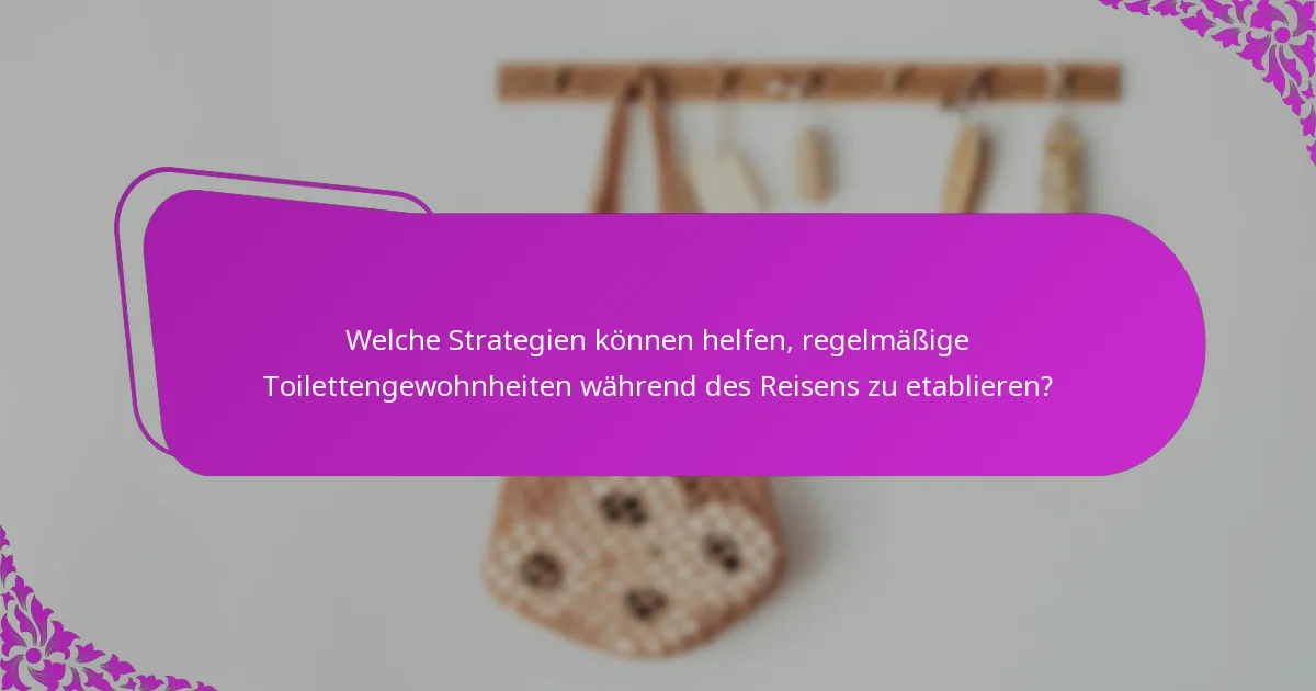 Welche Strategien können helfen, regelmäßige Toilettengewohnheiten während des Reisens zu etablieren?
