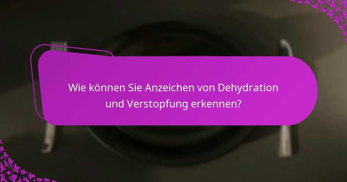 Wie können Sie Anzeichen von Dehydration und Verstopfung erkennen?