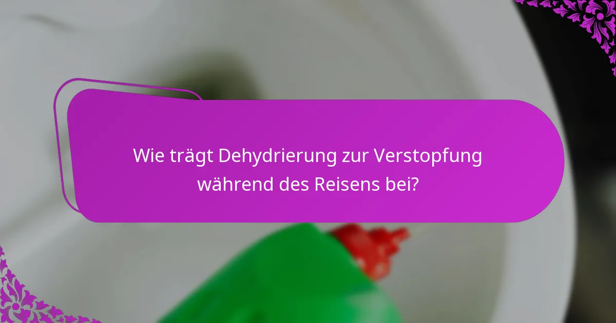 Wie trägt Dehydrierung zur Verstopfung während des Reisens bei?